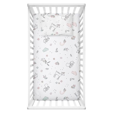 MIJOLNIR Dječja plahta od pamuka Flowers 100x150 cm, bijela