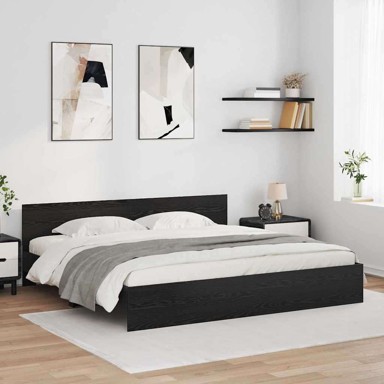 Okvir za krevet 200 x 200 cm konstruirano drvo, crni hrast