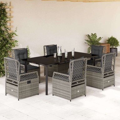 Vrtna garnitura, 7-dijelni set, dimenzije 200 x 100 x 74 cm, sivi