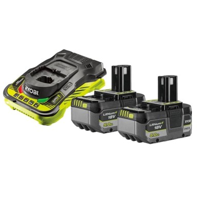 RYOBI Set baterija i punjača, 18 V, 2 x 5,0 Ah