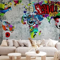 Foto tapeta Karta svijeta, grafiti, 200 x 140 cm, Standard