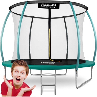 NEO-SPORT Profilirani vrtni trampolin 252 cm (8 ft), unutarnja mreža, tirkizni