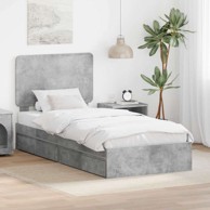 Okvir za krevet s ladicama 90 x 190 cm, betonski sivi