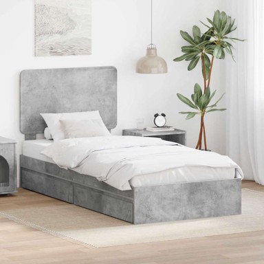 Okvir za krevet s ladicama 90 x 190 cm, betonski sivi