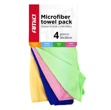 AMIO Set ručnika od mikrofibre 4 tipa 30x30 cm