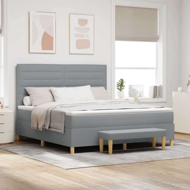 Boxspring krevet 180 x 200 cm tkanina, svijetlo siva
