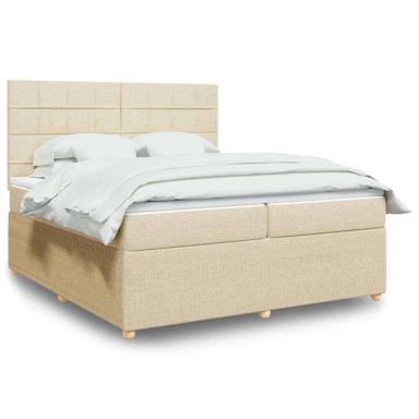 Boxspring krevet s oprugama i madracem, 200x200 cm, krem