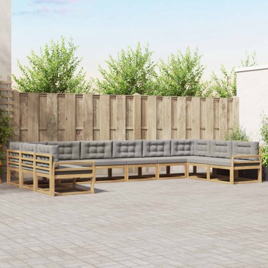 Set vanjskih sofa s jastukom, 10 kom, bijelo-svjetlosiva
