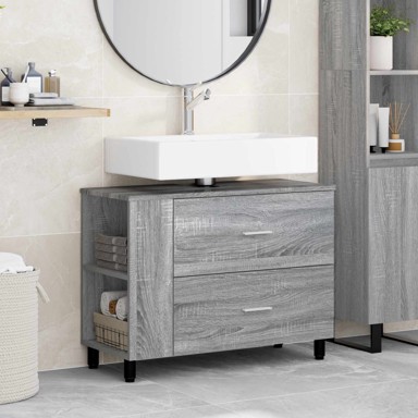 Toaletna jedinica 80 x 35 x 60 cm, konstruirano drvo, siva sonoma