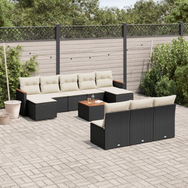 11-dijelni set vrtnih sofa od poliratana s jastucima crni