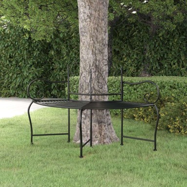 Klupa oko stabla, 150 cm, čelična, crna