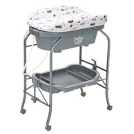 COSTWAY Stol za prematanje s kadicom, 2-u-1