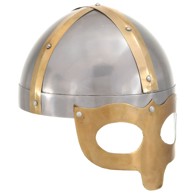 Antikna replika vikinške kacige za LARP, srebrna, čelična