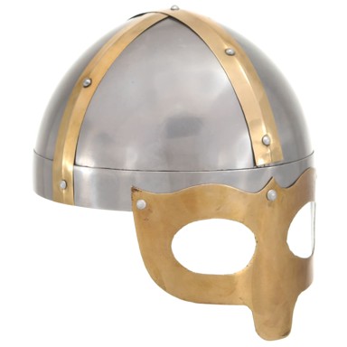 Antikna replika vikinške kacige za LARP, srebrna, čelična
