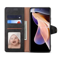 LENUO Preklopna maskica kožna za Redmi Note 11 Pro+ 5G crna