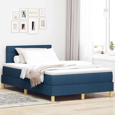 Boxspring krevet s madracem, 120 x 190 cm, tkanina, plavi