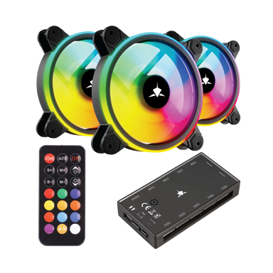 WHITE SHARK Ventilator Nebula-2 ARGB Kit, crni