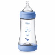 CHICCO Plastična bočica P5 sa silikonskom dudom, 240 ml, srednji protok, za dječake