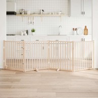 Vrata za pse s vratima sklopiva, 4 panela, 80 x 60 x 2 cm, masivna jelovina