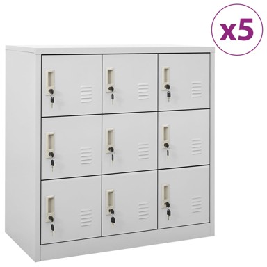 Ormarići s ključem 5 kom svjetlosivi 90 x 45 x 92,5 cm čelični
