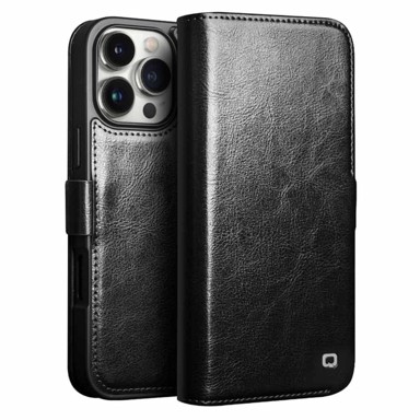 Preklopna futrola za Apple iPhone 16 Pro Max, kožni novčanik, crna
