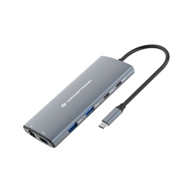 CONCEPTRONIC Docking stanica DONN06G, USB-C, HDMI, GbE, PD, USB-A, SD, sivi