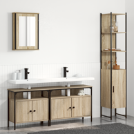 Set namještaja za kupaonicu s policom i pohranom s vratima i ogledalom 4-dijelni sonoma hrast