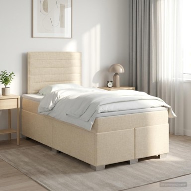Boxspring krevet s madracem 120 x 200 cm, tkanina, krem