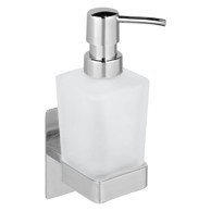 WENKO Stakleni samoljepljiv dozator sapuna u sjajno srebrnoj boji 200 ml Genova 