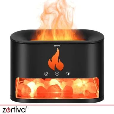 ZORTIVA Ultrazvučni aroma difuzor i ovlaživač 250 ml s efektom plamena, crni