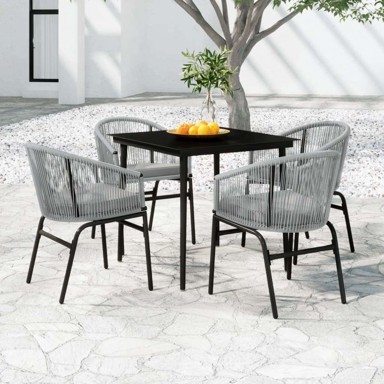 Vrtna garnitura, 5-dijelni set, dužina stola 80 cm, siva