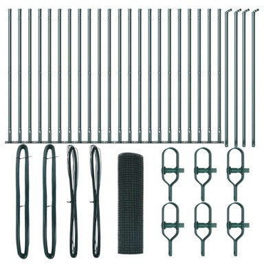 Zavarena ograda s 13 flanširanih stupova, 0.4x50 m, čelik, zelena  