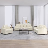 Set sofa, 3-dijelni, s jastucima, baršunasti, krem
