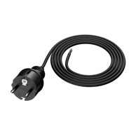 Priključni kabel 1,5 m s ravnim utikačem crni IP44 guma
