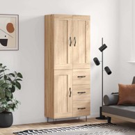 Visoka komoda hrasta sonome 69 5x34x180cm od konstruiranog drva , 1 drvena vrata 3 ladice