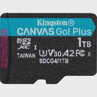 KINGSTON Memorijska kartica microSDXC CANVAS GO PLUS, 1TB, UHS-I U3, Class 10, V30, A2, crna