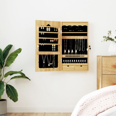 Zidni ormarić za nakit s ogledalom 37,5 x 10 x 67 cm