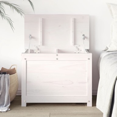 Kutija za pohranu bijela 60x32x45,5 cm od masivne borovine