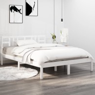 Okvir za krevet od masivnog drva bijeli 150 x 200 cm 5FT King