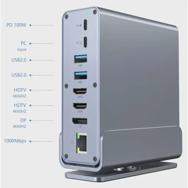 GEMBIRD Višeportni adapter USB TYPE-CF 15-u-1, siva