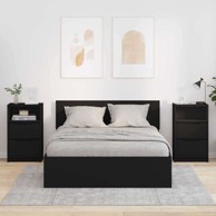 Noćni ormarić 40 x 30 x 46,7 cm konstruirano drvo 2 kom, crni