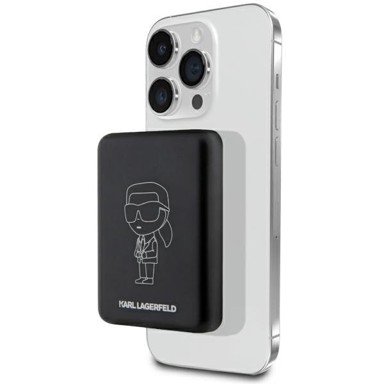 KARL LAGERFELD Induktivni powerbank, 5W, 3000 mAh, Ikonik MagSafe, crni 