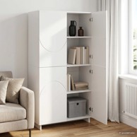 Visoka komoda 79 x 41 x 151 cm visokog sjaja, bijela