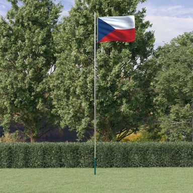 Češka zastava i jarbol, aluminijska, 6,23 m