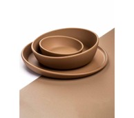 EEVEVE Set dječjeg posuđa od mramornog silikona 5 komada, smeđi