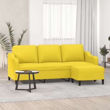 Trosjed s tabureom 80 cm od tkanine, svjetložuta