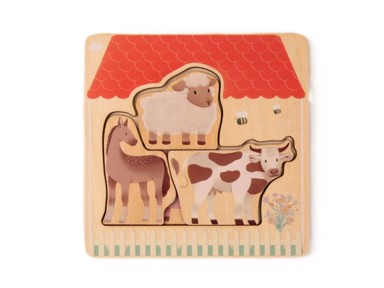 Drvena slagalica Farma sa životinjama, višeslojna