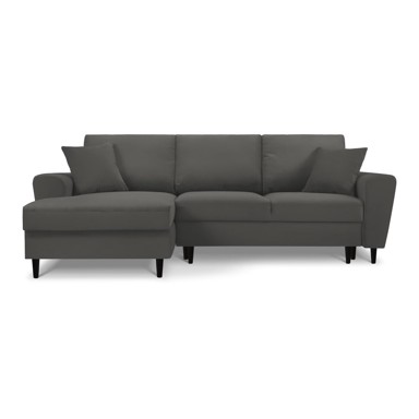 MICADONI HOME Tamnosiva baršunasta kutna garnitura na razvlačenje Moghan, lijevi kut, 241x145x88 cm