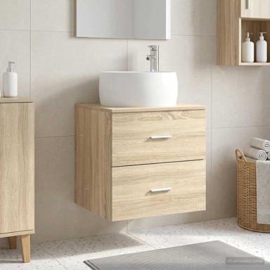 Umivaonik s policom, sonoma hrast, 49,5 x 44,5 x 66 cm