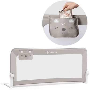 NUKIDO Sigurnosna ogradica za krevet, 150 x 66 x 35 cm, siva